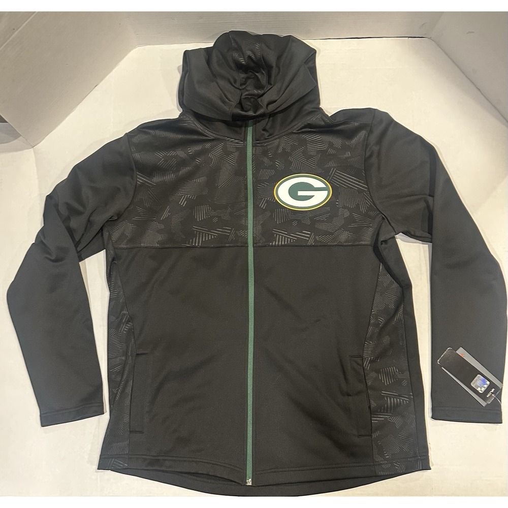 Green Bay Packers NFL Fanatics Jacket Full Zip Hooded Black SZ XL New With Tags
